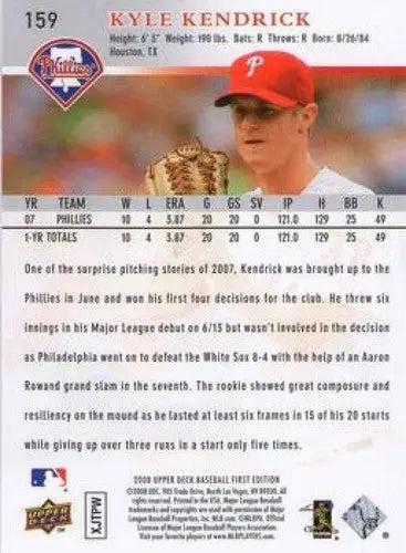 Original gloss Kyle Kendrick baseball card from 2008 Upper Deck First Edition
