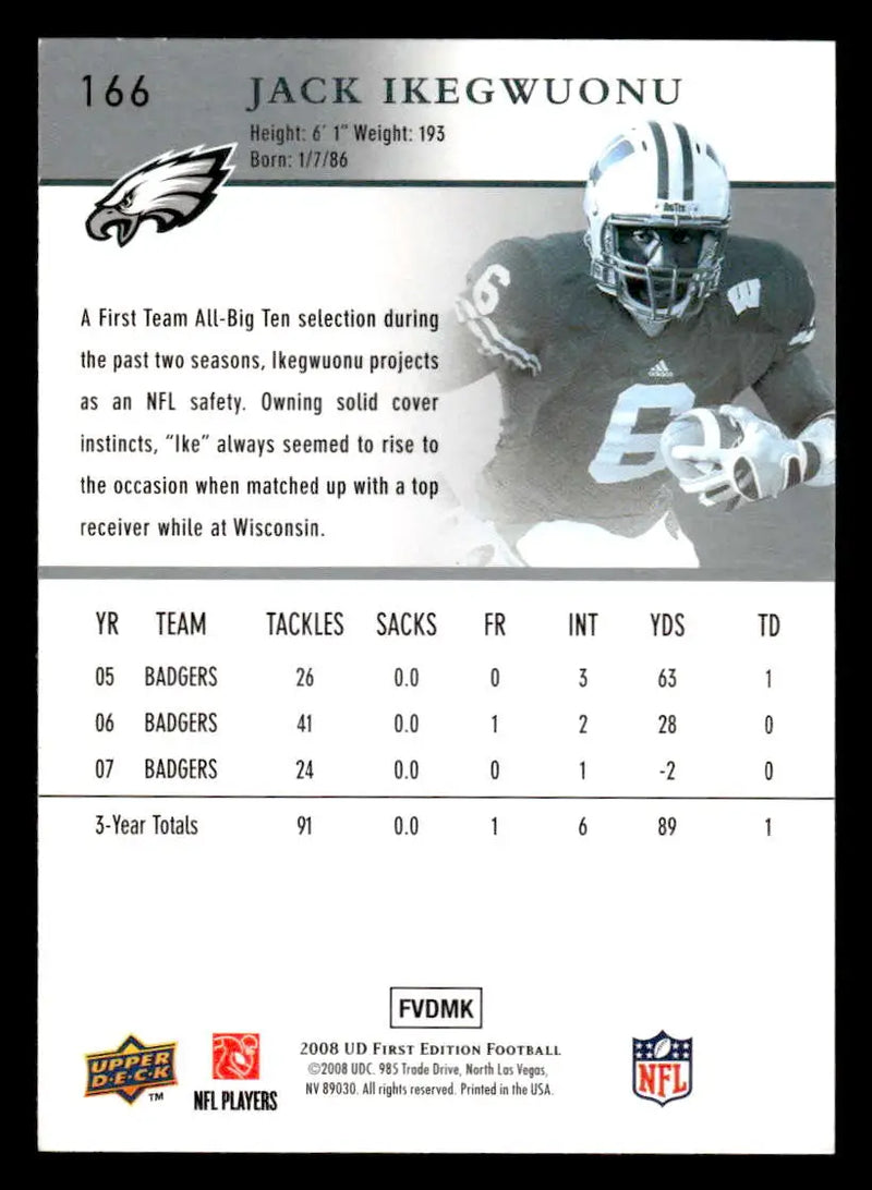 2008 Upper Deck First Edition #166 Jack Ikegwuonu - Football Card Single