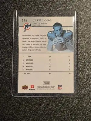 2008 Upper Deck First Edition #214 Jake Long - Football Card Single