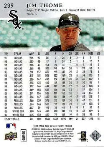 Original gloss Jim Thome baseball card from 2008 Upper Deck First Edition