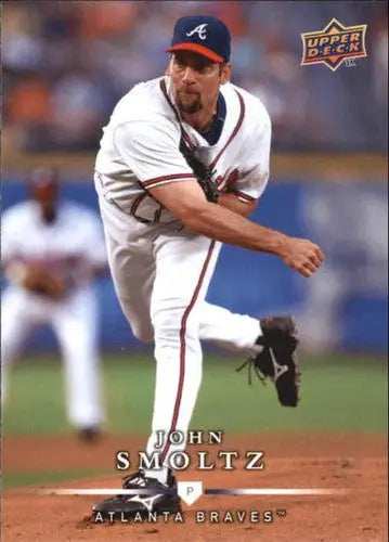 Baseball card featuring John Smoltz in Atlanta Braves uniform from 2008 Upper Deck First Edition