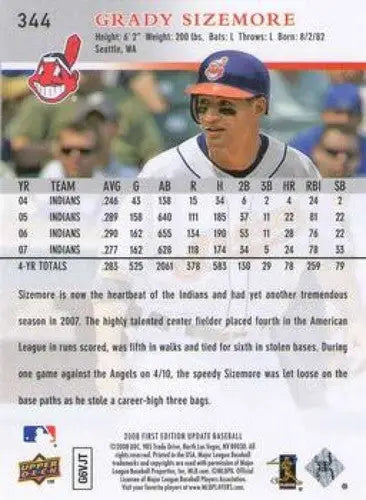 2008 Upper Deck First Edition #344 Grady Sizemore NM-MT Indians ID:72992 - Baseball Card Single