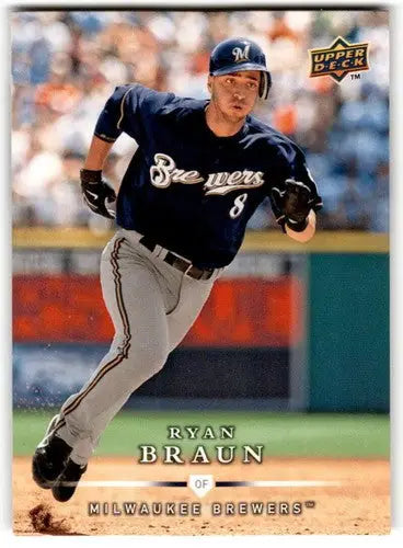 Original gloss 2008 Upper Deck Ryan Braun baseball card NM-MT Brewers ID 43720
