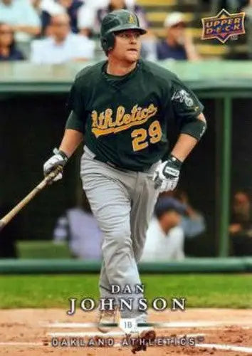 Baseball player in action from 2008 Upper Deck First Edition Dan Johnson NM-MT