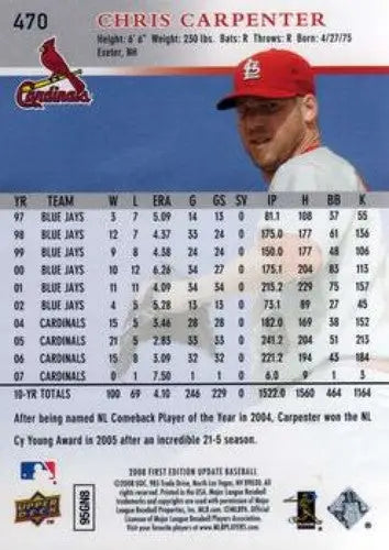 2008 Upper Deck First Edition #470 Chris Carpenter NM-MT Cardinals ID:71586 - Baseball Card Single