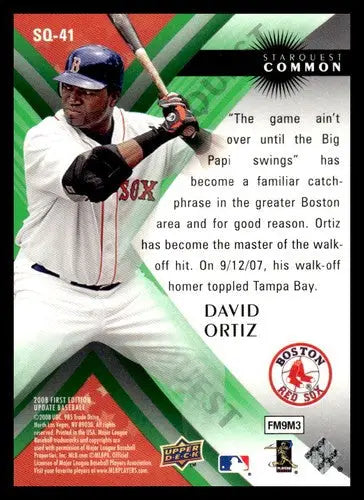 2008 Upper Deck First Edition Star Quest #SQ41 David Ortiz NM-MT Red So ID:74287 - Baseball Card Single