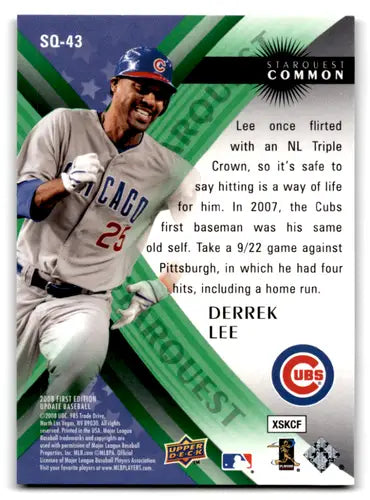 Baseball trading card of Derrek Lee from 2008 Upper Deck Star Quest SQ43 Cubs