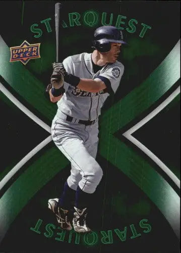 Baseball trading card featuring Ichiro Suzuki in batting stance from 2008 Upper Deck Star Quest SQ46
