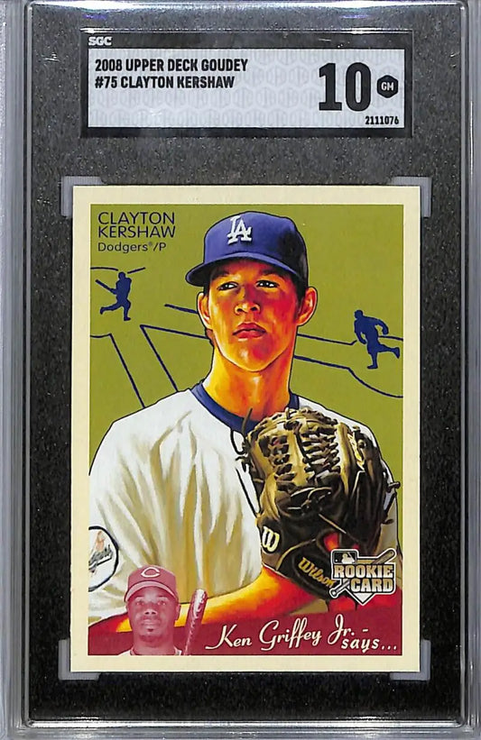 2008 Upper Deck Goudy #75 Clayton Kershaw SGC 10 Gem RC Rookie Los Angeles Dodgers - Baseball Card Single