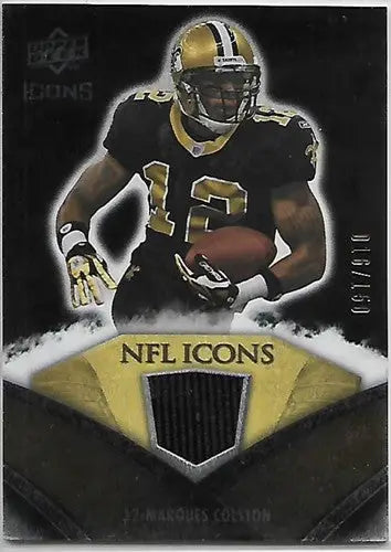 Marques Colston football card from 2008 Upper Deck Icons NFL Icons Jersey Silver