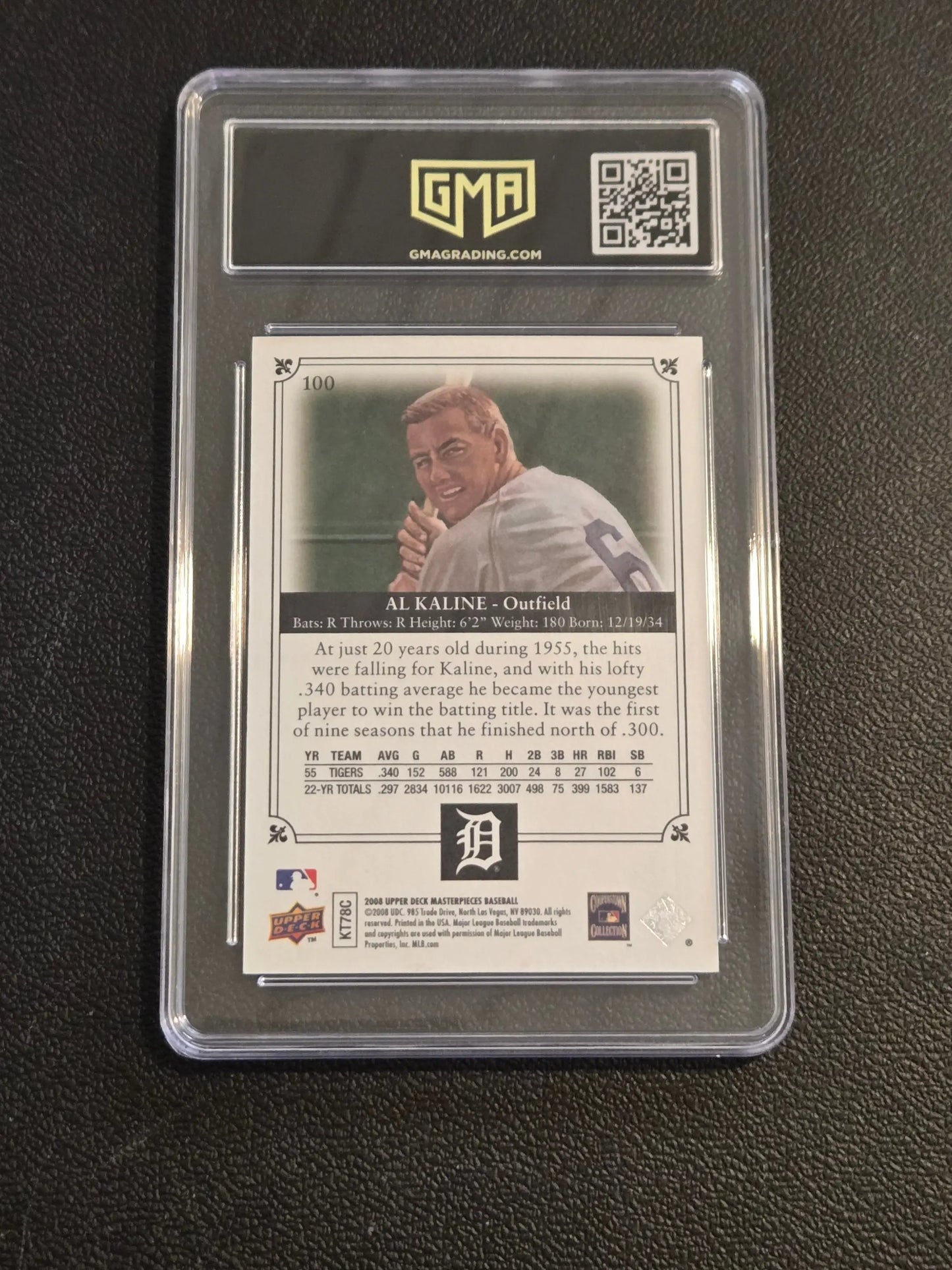 2008 Upper Deck Masterpieces #100 Al Kaline Framed Black GMA 10 - Baseball Card Single