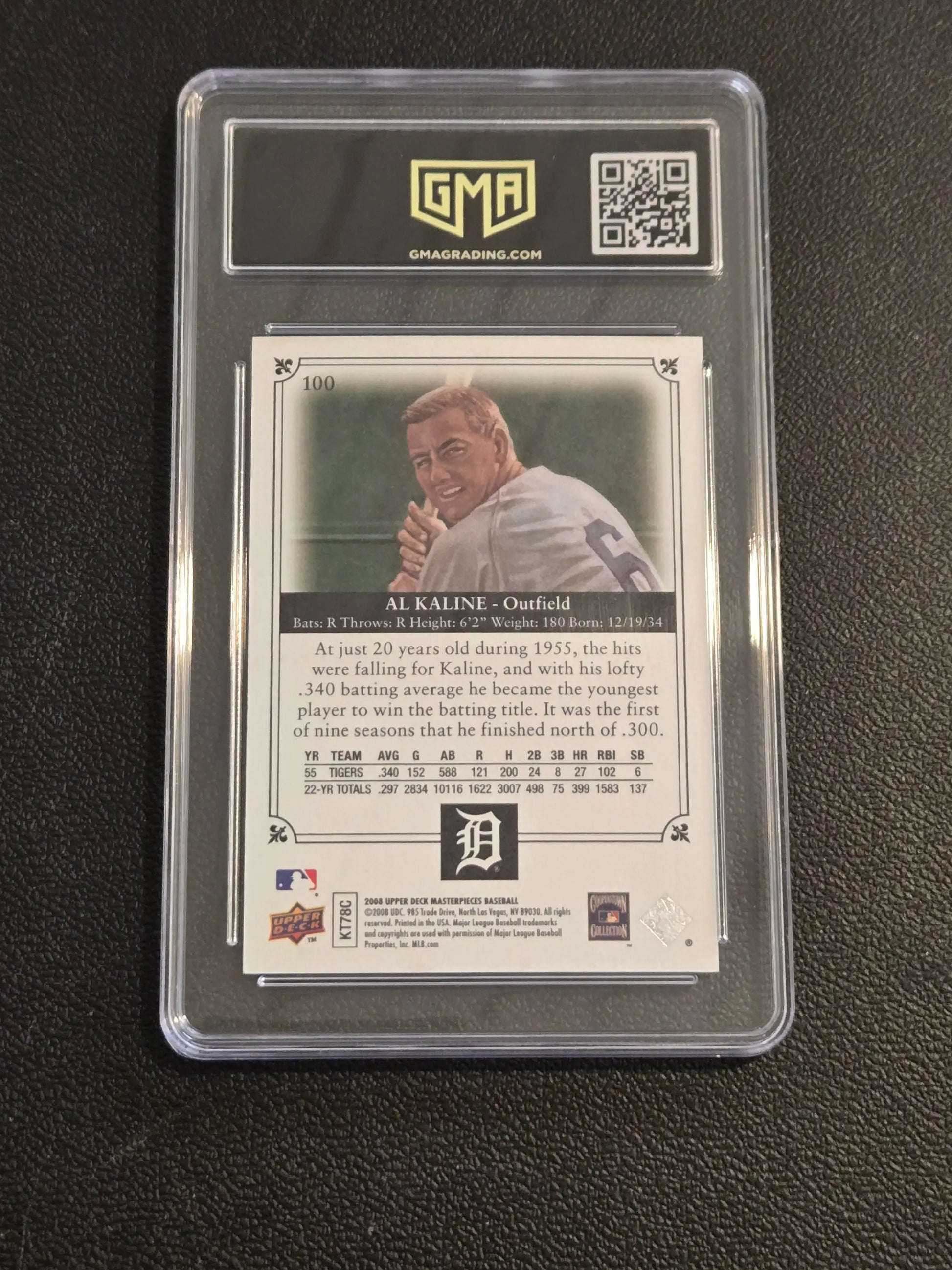 2008 Upper Deck Masterpieces #100 Al Kaline Framed Black GMA 10 - Baseball Card Single