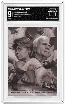 Graded 2008 Upper Deck Presidential Predictors McCain Clinton trading card image