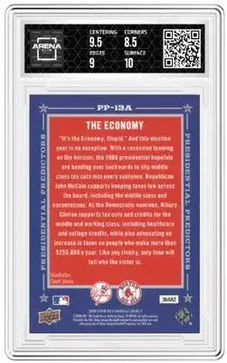 Graded collectible trading card of Presidential Predictors McCain Clinton 2008 Arena Club