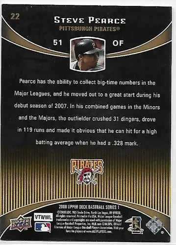 2008 Upper Deck Rookie Debut #22 Steve Pearce NM-MT - Baseball Card Single