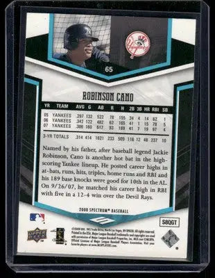 2008 Upper Deck Spectrum Baseball Robinson Cano #65 Baseball - Baseball Card Single
