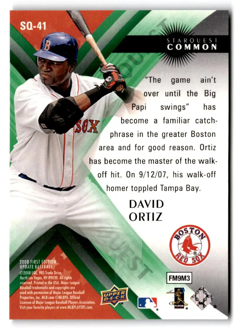 2008 Upper Deck #SQ-41 David Ortiz StarQuest Common - Baseball Card Single