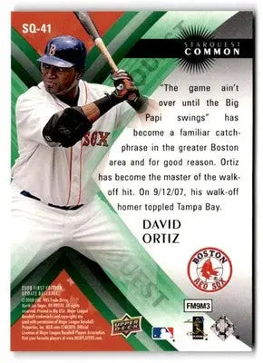 2008 Upper Deck #SQ-41 David Ortiz StarQuest Common - Baseball Card Single