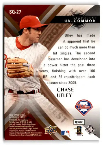 Original gloss Chase Utley baseball card from 2008 Upper Deck Starquest series