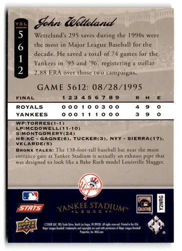 2008 Upper Deck Yankee Stadium Legacy Collection #5612 John Wetteland N ID:73311 - Baseball Card Single
