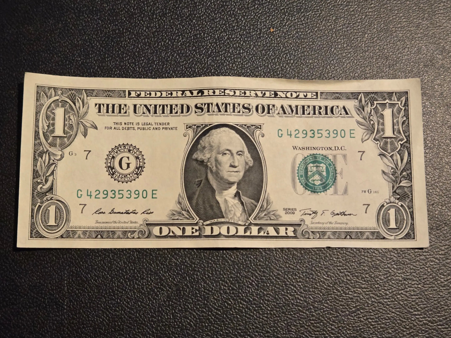 2009 $1 George Washington Federal Reserve Note - Chicago G - Circulated - Coins & Currency