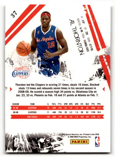 Basketball trading card featuring Al Thornton from 2009-10 Panini Rookies and Stars
