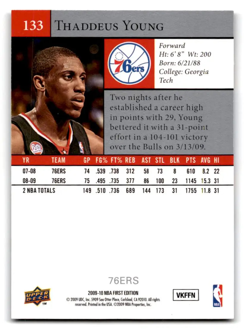 2009-10 Upper Deck #149 Thaddeus Young - Basketball Card Single