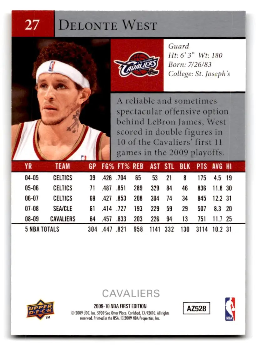 2009-10 Upper Deck First Edition #27 Delonte West - Basketball Card Single