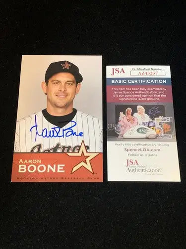 2009 Aaron Boone Autograph Signature Auto Houston Astros Team Issue Postcard JSA - Sports Memorabilia