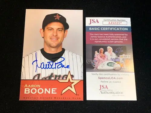 2009 Aaron Boone Autograph Signature Auto Houston Astros Team Issue Postcard JSA - Sports Memorabilia