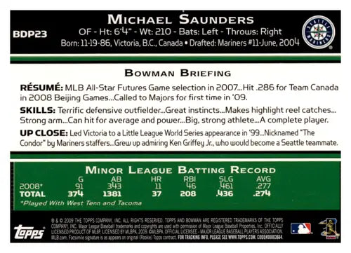 2009 Bowman Draft #BDP23 Michael Saunders NM Near Mint RC Rookie Marine ID:44518 - Baseball Card Single