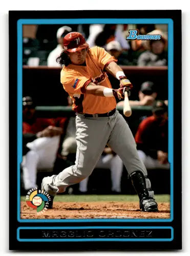 Original gloss baseball trading card of Magglio Ordonez from 2009 Bowman Draft Chrome WBC Prospects