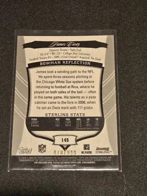 2009 Bowman Sterling #145 James Casey #/999 - Football Card Single