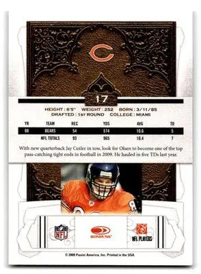 2009 Donruss Classics #17 Greg Olsen - Football Card Single