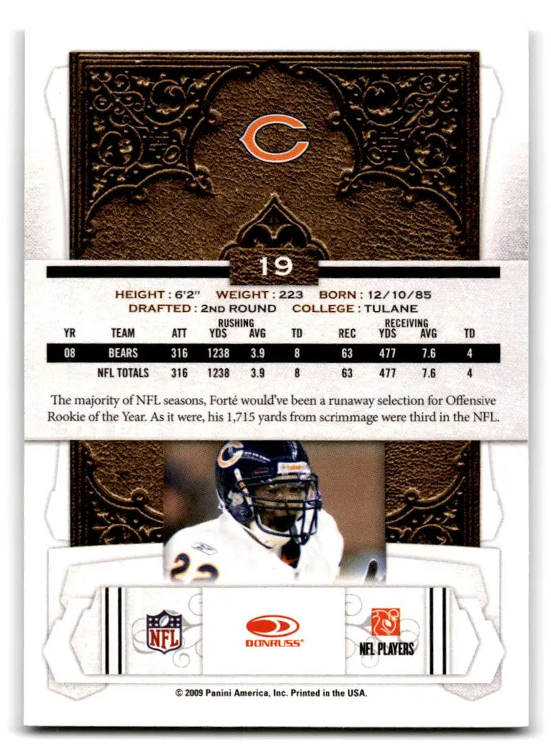 2009 Donruss Classics #19 Matt Forte - Football Card Single