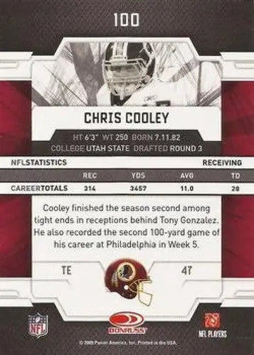 2009 Donruss Elite Chris Cooley football card with original gloss from Redskins