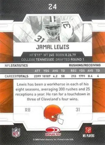 Jamal Lewis football card from Donruss Elite with original gloss display in Browns ID 4665