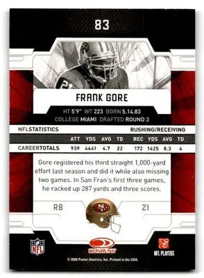 2009 Donruss Elite #83 Frank Gore Retail - Football Card Single