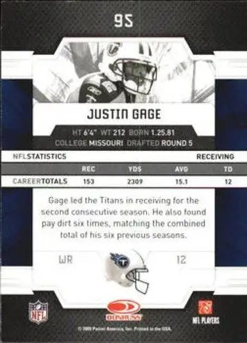 2009 Donruss Elite #95 Justin Gage NM-MT Titans ID:4675 - Football Card Single