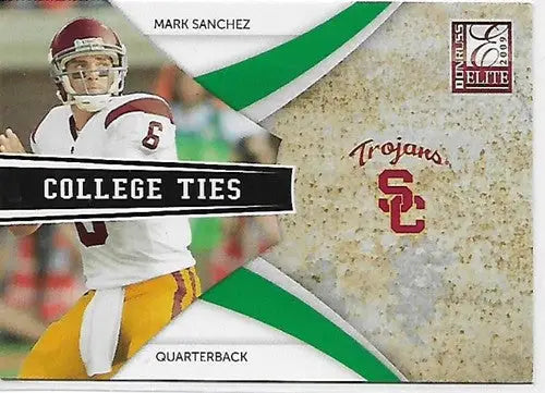 Mark Sanchez football card from 2009 Donruss Elite College Ties Green series