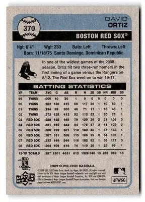 2009 O-Pee-Chee #370 David Ortiz - Baseball Card Single