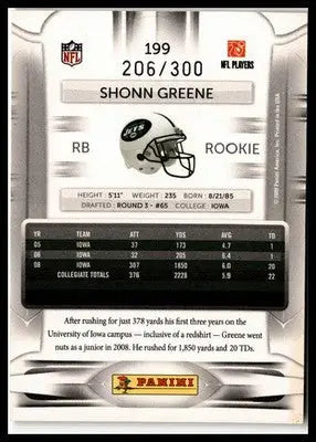 2009 Playoff Prestige #199 Shonn Greene Xtra Points Orange #/300 - Football Card Single