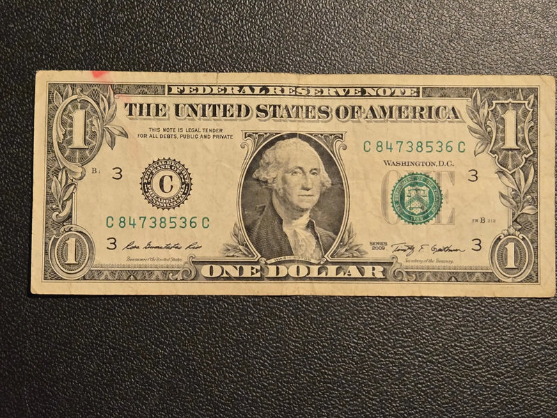 2009 Series $1 One Dollar Bill Federal Reserve Note Philadelphia C - Circulated - Coins & Currency