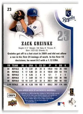 2009 SP Authentic #23 Zack Greinke - Baseball Card Single