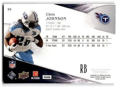 2009 SP Authentic #99 Chris Johnson - Football Card Single