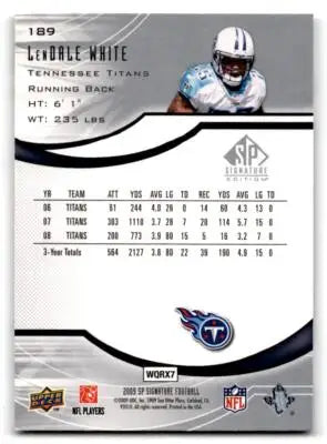 2009 SP Signature #189 LenDale White - Football Card Single