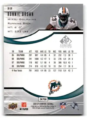2009 SP Signature #22 Ronnie Brown - Football Card Single