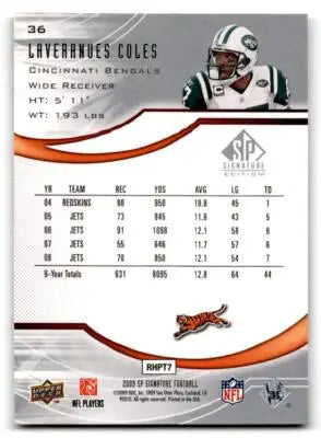 2009 SP Signature #36 Laveranues Coles - Football Card Single