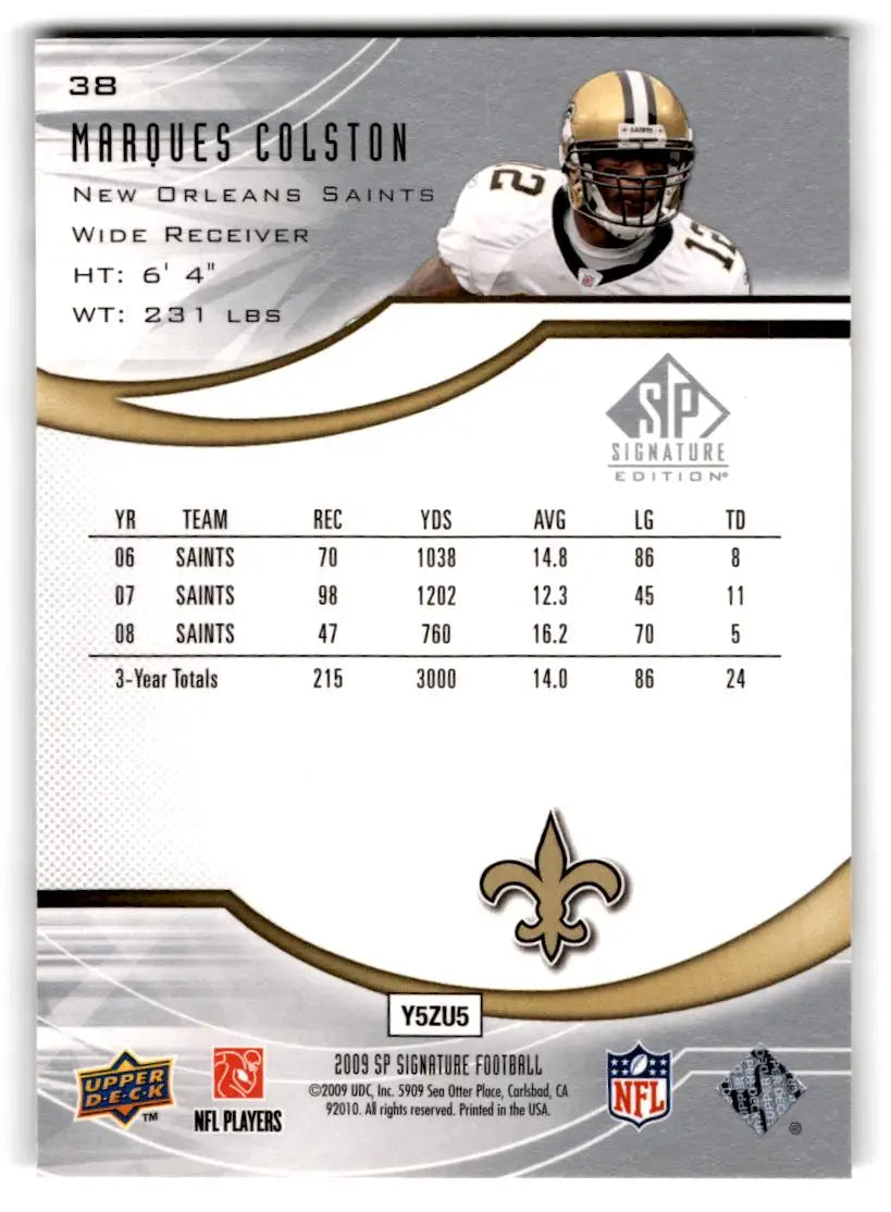 2009 SP Signature #38 Marques Colston - Football Card Single