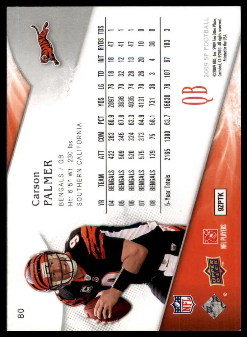 2009 SP Threads Carson Palmer #16 Cincinanti Bengals Football Card NFL Sports - Football Card Single